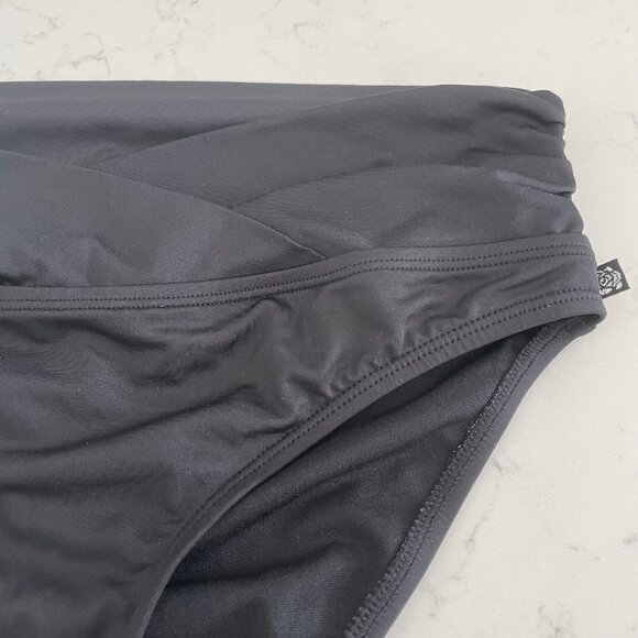 la Vie en Rose Aqua Polyester Elastane Bikini Bottoms w Side Ruching Black Sz S - Picture 2 of 7